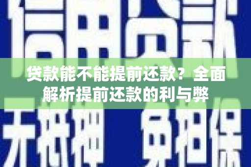 泰武贷款能不能提前还款？全面解析提前还款的利与弊