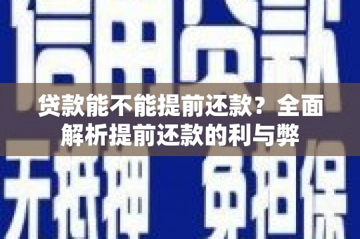 泰武贷款能不能提前还款？全面解析提前还款的利与弊