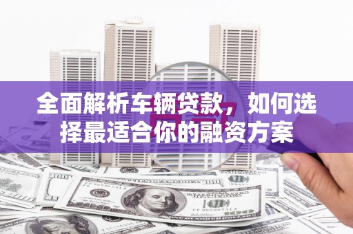 泰武全面解析车辆贷款，如何选择最适合你的融资方案